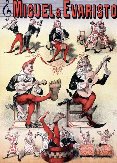I clown Miguel & Evaristo - Poster di Lévy, fine XIX secolo da Emile Levy