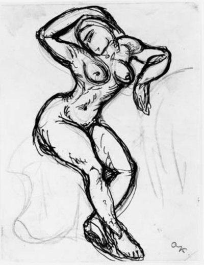 Modello femminile seduto con il braccio destro sopra la testa da Emile Othon Friesz