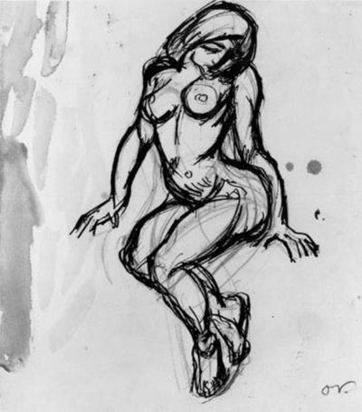 Modella femminile seduta, rivolta a sinistra da Emile Othon Friesz