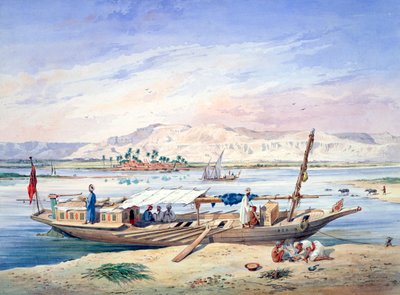 Una barca sul Nilo, Egitto, XIX secolo da Emile Prisse d