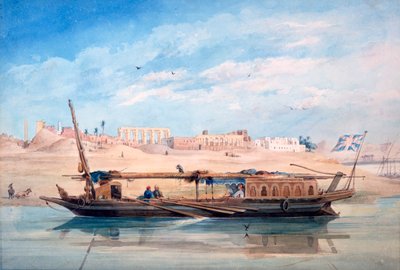 Una barca sul Nilo, Luxor, Egitto da Emile Prisse d