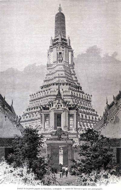 Portale della Grande Pagoda Wat-Chan, Bangkok. Disegno di Thérond da Emile Theodore Therond