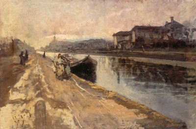 Popolani lungo il canale Naviglio da Emilio Gola