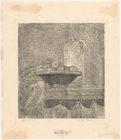 Natura morta con brocca e ciotola di frutta da Emilius Wilhelmus Dehé (signed by artist)