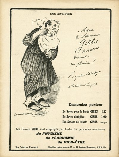 Illustrazione di Emmanuel Barcet (1870-1940) in Le Rire, 23/01/09 - I nostri artisti - Pubblicità, Igiene - Poppy Cadet da Emmanuel Barcet