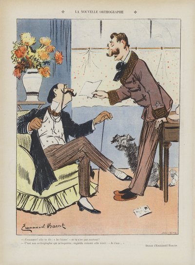 La nuova ortografia. Illustrazione per Le Rire da Emmanuel Barcet