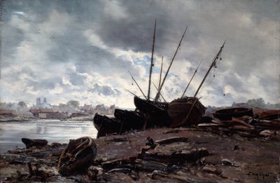 Barche in attesa della marea da Emmanuel Lansyer
