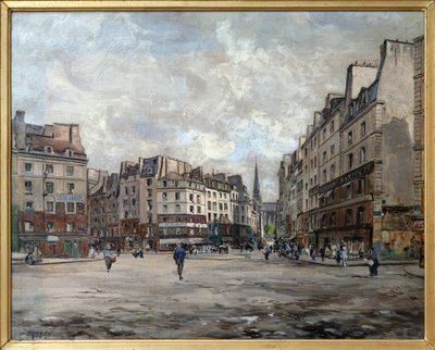 Place Maubert nel 1888, Dipinto a olio di Emmanuel Maurice Lansyer (1835-1893), parte di una serie di tele commissionate dalla Prefettura della Senna per l