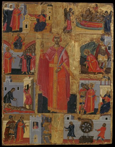 Icona di Santa Caterina con scene della sua vita da Emmanuel Tzanes