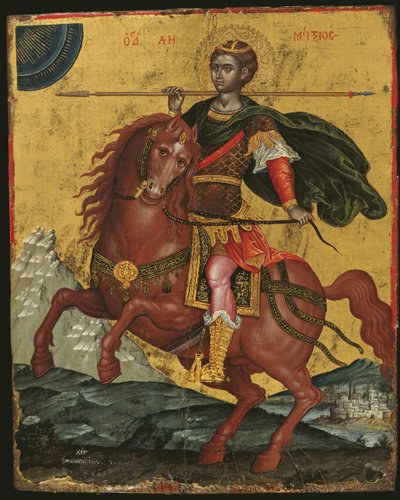 Icona di San Demetrio a cavallo, 1672 da Emmanuel Tzanes