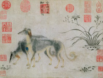Due levrieri Saluki, 1427 da Emperor Hsuan tsung