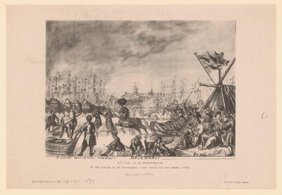 Riproduzione di un disegno di una veduta del Nuovo Ponte di Pieter van den Berge da Emrik and Binger