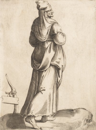 Piatto di costume: Contadina dalla Spagna, ca. 1555-58 da Enea Vico