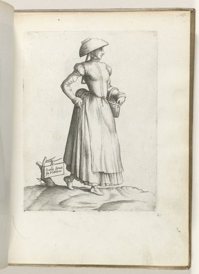 Domestica delle Fiandre, vestita secondo la moda del 1550 (serie: Diversarum gentium nostrae aetatis habitus) da Enea Vico
