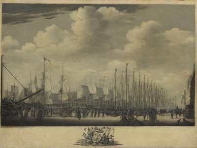 Raduno della flotta nel porto di Vlissingen, 1804 da Engel Hoogerheyden