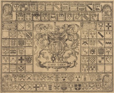 Stemmi con ritratti angolari di Enrico VII, Enrico VIII, Edoardo VI e Maria da English 16th Century