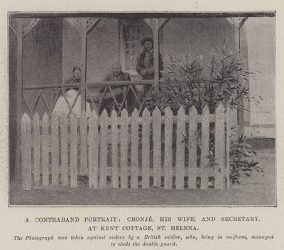 Un ritratto contrabbandato, Cronje, sua moglie e il segretario, a Kent Cottage, St Helena da English Photographer