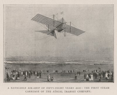 Un dirigibile navigabile di cinquantotto anni fa, la prima carrozza a vapore della Aerial Transit Company da English Photographer