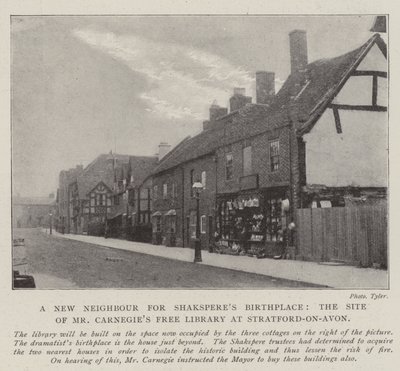 Un nuovo vicino per il luogo di nascita di Shakespeare, il sito della biblioteca gratuita di Mr Carnegie a Stratford-on-Avon da English Photographer