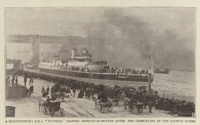 Un Ricordo, HMS Victoria che Lascia Newcastle-on-Tyne dopo il Completamento ai Cantieri Elswick da English Photographer
