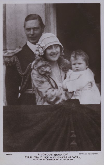 Una gioiosa riunione, il Duca e la Duchessa di York con la piccola Principessa Elisabetta da English Photographer