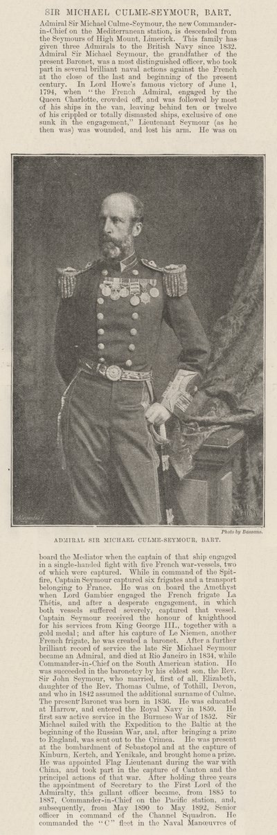 Ammiraglio Sir Michael Culme-Seymour, Barone da English Photographer