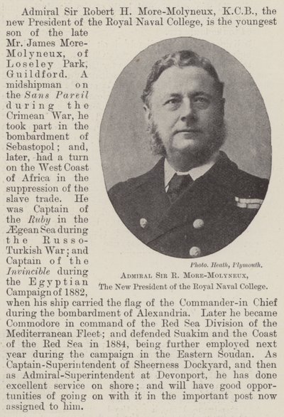 Ammiraglio Sir R More-Molyneux, il nuovo presidente del Royal Naval College da English Photographer