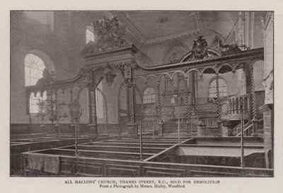 Chiesa di All Hallows, Thames Street, EC, venduta per demolizione da English Photographer