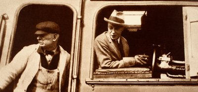 Un macchinista che passa il comando a Re Edoardo VIII in Canada, anni 