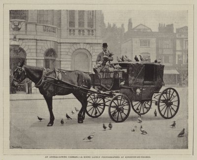 Un vetturino amante degli animali, Una scena recentemente fotografata a Kingston-on-Thames da English Photographer