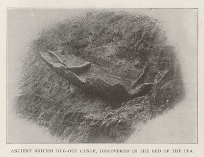 Antica canoa britannica scavata, scoperta nel letto del Lea da English Photographer