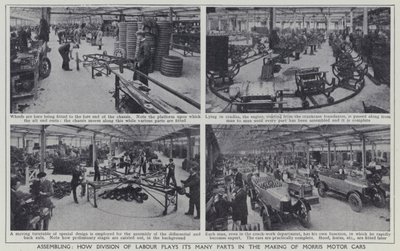 Assemblaggio, come la divisione del lavoro gioca le sue molte parti nella produzione delle auto Morris da English Photographer