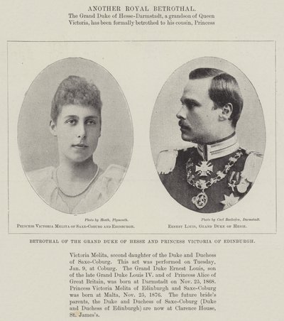 Fidanzamento del Granduca di Assia e della Principessa Vittoria di Edimburgo da English Photographer