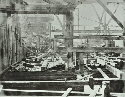 Blackfriars Bridge: lavori di costruzione in corso, 1869 da English Photographer