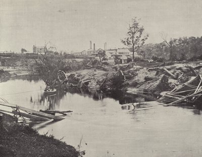 Ponte di Burnley, sul fiume Yarra, dopo le inondazioni di luglio 1891 da English Photographer