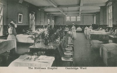 Cambridge Ward, The Middlesex Hospital, Londra. Cartolina inviata il 16 agosto 1913. da English Photographer