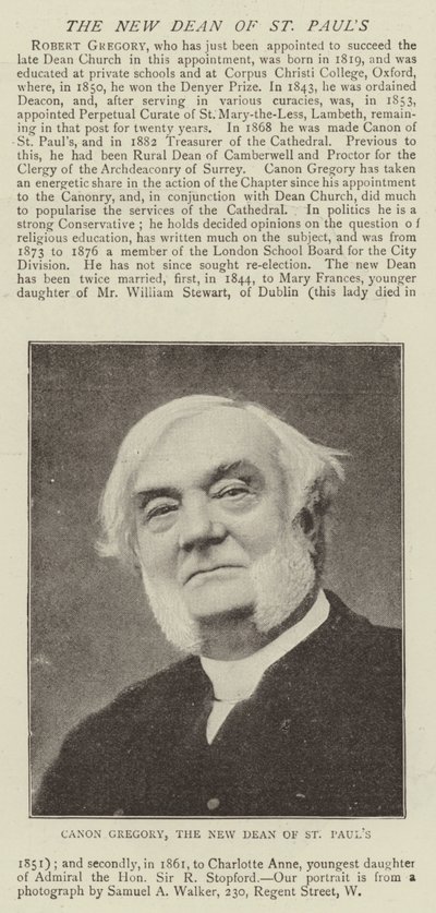 Canon Gregory, il nuovo decano di St Paul da English Photographer