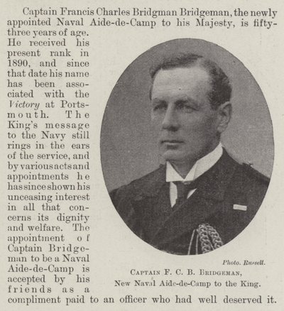 Capitano F C B Bridgeman, nuovo aiutante di campo navale del Re da English Photographer