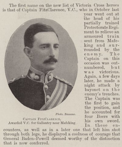 Capitano FitzClarence, premiato con la VC per il coraggio vicino a Mafeking da English Photographer