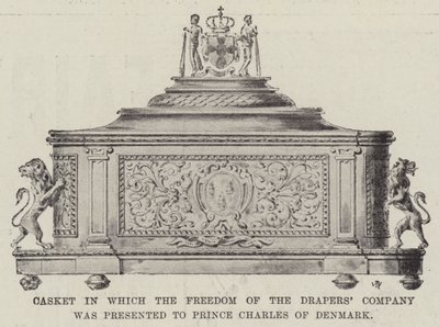 Scrigno in cui la Libertà della Drapers Company è stata presentata al Principe Carlo di Danimarca da English Photographer