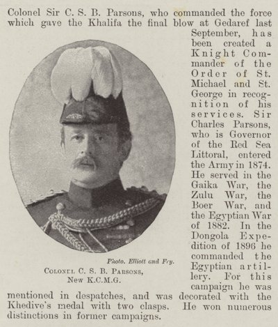Colonnello C S B Parsons, Nuovo KCMG da English Photographer