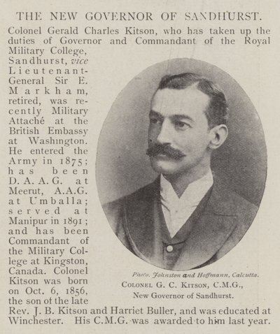 Il colonnello G C Kitson, CMG, nuovo governatore di Sandhurst da English Photographer