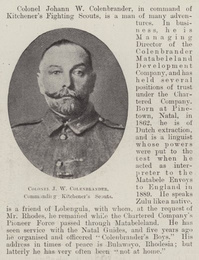 Colonnello J W Colenbrander, comandante degli Scouts di Kitchener da English Photographer