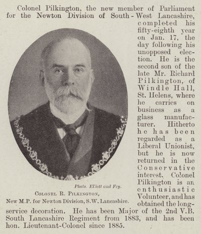 Colonnello R Pilkington, Nuovo MP per la Divisione di Newton, SW Lancashire da English Photographer
