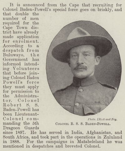 Colonnello R S S Baden-Powell da English Photographer