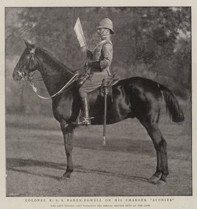 Il colonnello R S S Baden-Powell sul suo cavallo Aconite da English Photographer