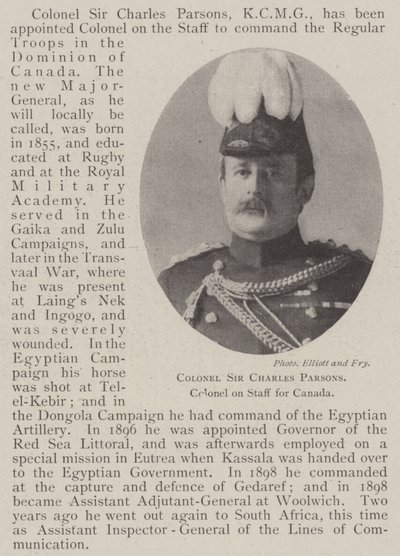 Colonnello Sir Charles Parsons, Colonnello dello Staff per il Canada da English Photographer