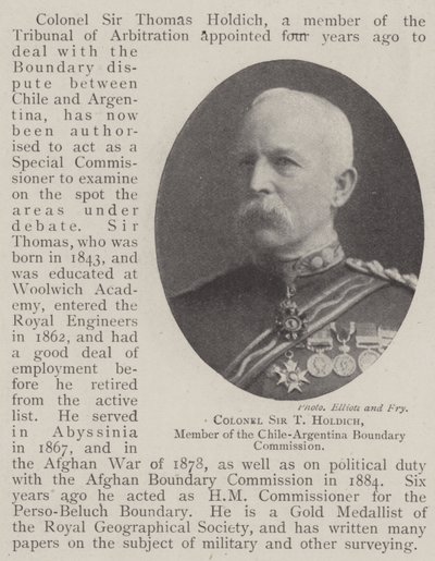Il colonnello Sir T Holdich, membro della commissione di confine Cile-Argentina da English Photographer
