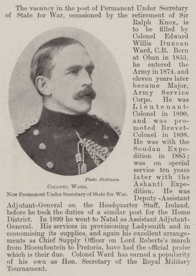 Colonnello Ward, nuovo sottosegretario permanente di Stato per la Guerra da English Photographer
