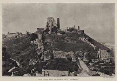 Castello di Corfe, dalla Torre della Chiesa, Dorsetshire da English Photographer